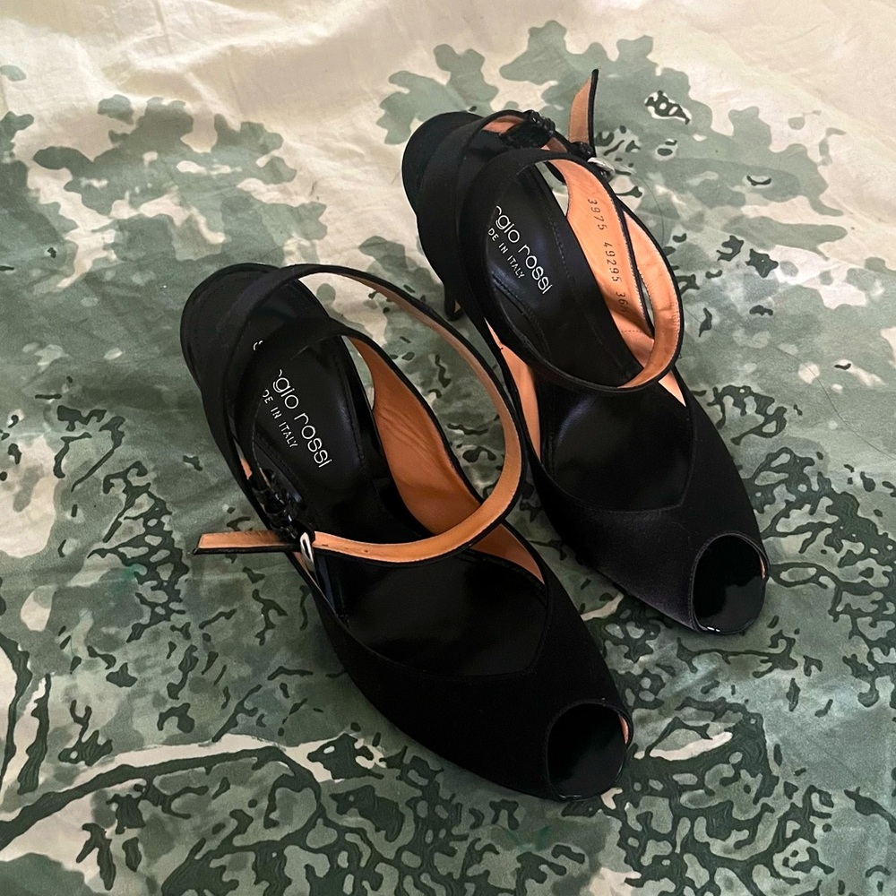 Sergio Rossi Satin Ankle Wrap Heels